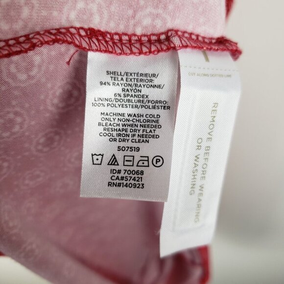 Loft Wrap Dress NWT Short Sleeve Red Foulard Medallion Print True Wrap Size 6 - Picture 7 of 9